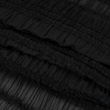 Ruched and Ruffled Sheer Polyester Woven - Black - Designer Deadstock