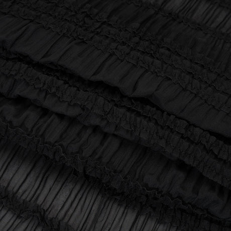 Ruched and Ruffled Sheer Polyester Woven - Black - Designer Deadstock