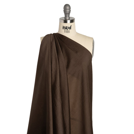 Lyocell and Polyester Lightweight Shirting - Chocolate Brown - Designer Deadstock