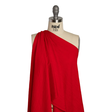 Viscose and Nylon Dobby - Red Geometric - Designer Deadstock