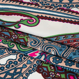 Rayon Twill - Blue, Red and Peachy Beige Paisley - Designer Deadstock