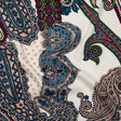 Rayon Twill - Blue, Red and Peachy Beige Paisley - Designer Deadstock
