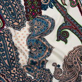 Rayon Twill - Blue, Red and Peachy Beige Paisley - Designer Deadstock