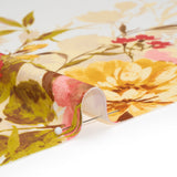 Stretch Polyester Crepe Double Knit - Ivory, Butter Yellow and Rose Pink Floral Border - Designer Deadstock