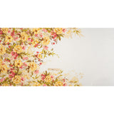 Stretch Polyester Crepe Double Knit - Ivory, Butter Yellow and Rose Pink Floral Border - Designer Deadstock