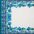 Stretch Polyester Crepe Double Knit Panel - Blue, Green and ivory Floral Border - Designer Deadstock
