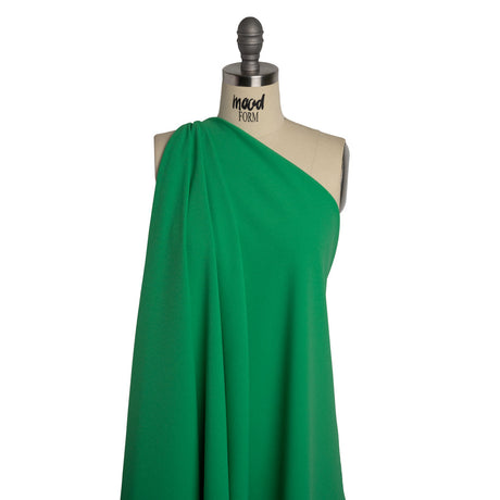Stretch Polyester Crepe Double Knit - Dark Mint Green - Designer Deadstock