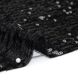 Stretch Mesh with Baby Sequin Rows - Black on Black - Designer Deadstock