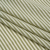 Ruched Polyester and Rayon Woven - Olive Green and Ivory Candy Stripes - Designer Deadstock
