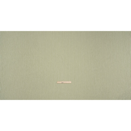 Ruched Polyester and Rayon Woven - Olive Green and Ivory Candy Stripes - Designer Deadstock