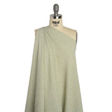 Ruched Polyester and Rayon Woven - Olive Green and Ivory Candy Stripes - Designer Deadstock