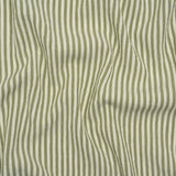 Ruched Polyester and Rayon Woven - Olive Green and Ivory Candy Stripes - Designer Deadstock