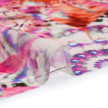 Polyester Chiffon - Pink, Red and Purple Kaleidoscope Tie Dye - Made in Italy