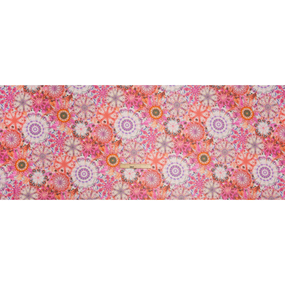 Polyester Chiffon - Pink, Red and Purple Kaleidoscope Tie Dye - Made in Italy