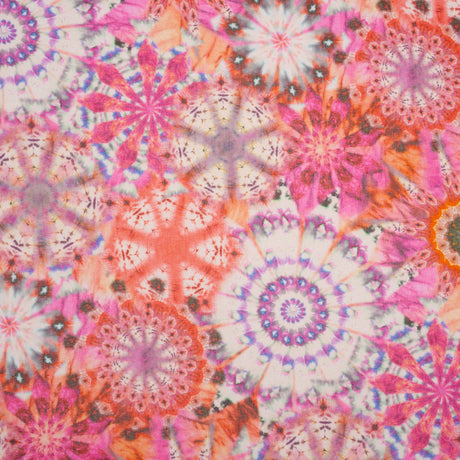 Polyester Chiffon - Pink, Red and Purple Kaleidoscope Tie Dye - Made in Italy