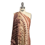 Rayon Chiffon Panel - Garnet Red and Beige Spotted Abstract - Made in Italy