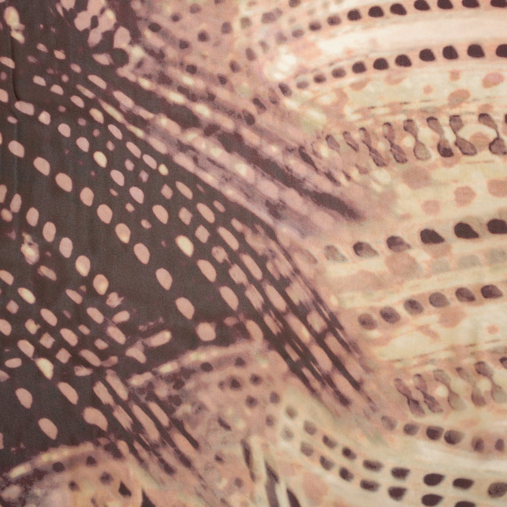 Rayon Chiffon Panel - Garnet Red and Beige Spotted Abstract - Made in Italy