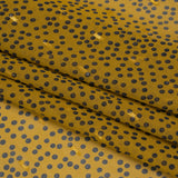 Polyester Chiffon with Gold Metallic Dots - Golden Olive and Black Little Dots - Made in Italy