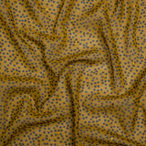 Polyester Chiffon with Gold Metallic Dots - Golden Olive and Black Little Dots - Made in Italy