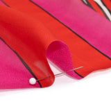 Polyester Voile Panel - Pink, Red and Cream Stripes and Hypnotic Squares - Made in Italy