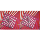 Polyester Voile Panel - Pink, Red and Cream Stripes and Hypnotic Squares - Made in Italy