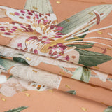 Rayon Batiste with Metallic Dots - Peach, White and Green Floral
