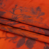 Satin-Faced Rayon Twill - Orange and Black Hazy Florals - Made in Italy