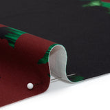 Stretch Polyester Woven - Black, Wine Red and Green Floral Silhouettes - Made in Italy