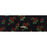 Stretch Polyester Woven - Black, Wine Red and Green Floral Silhouettes - Made in Italy