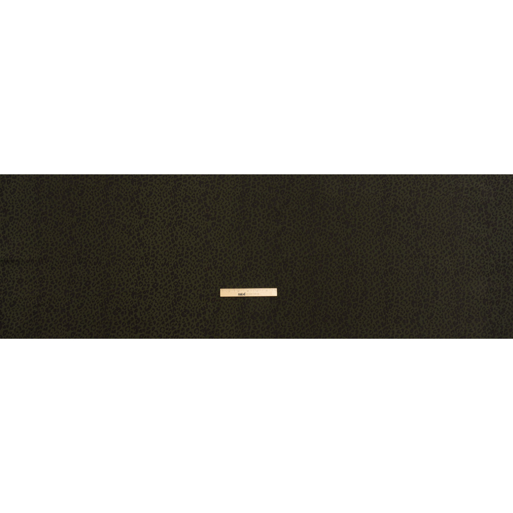 Rayon Shirting - Dark Olive and Black Leopard Spots - Made in Italy
