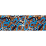 Rayon Crepe de Chine - Blue, Dark Purple and Burnt Orange Abstract Swirls - Made in Italy