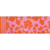 Polyester Twill - Pink and Red-Orange Florals and Striped Borders - Made in Italy