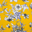 Polyester Satin-Backed Crepe - Yellow, Navy and Black Floral Sketches - Made in Italy