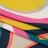 Rayon Shirting Panel - Yellow, Pink, and Marine Blue Simple Paisleys - Made in Italy