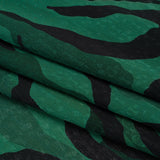 Geometric Crinkled Polyester Jacquard - Green and Black Animal Stripes - Made in Italy