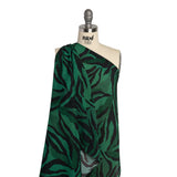 Geometric Crinkled Polyester Jacquard - Green and Black Animal Stripes - Made in Italy