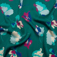 Crinkled Polyester Charmeuse - Teal, Blue and Magenta Floral - Made in Italy