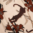 Polyester Satin-Faced Seersucker - Beige and Russet Leopards and Flowers - Made in Italy