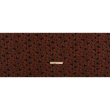 Dotted Rayon Jacquard - Brown, Orange and Black Floral Silhouettes - Made in Italy