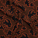 Dotted Rayon Jacquard - Brown, Orange and Black Floral Silhouettes - Made in Italy