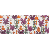Washed Polyester Satin - Purple, Orange and White Palm Leaves - Made in Italy