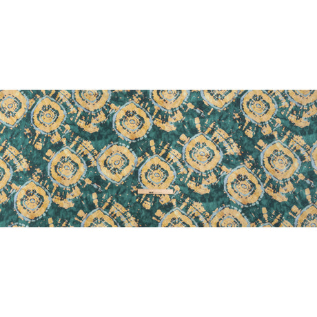 Medium Weight LInen Woven - Dark Green and Golden Beige Tie Dye - Made in Italy