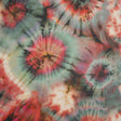 Lightweight Rayon Twill - Red and Forest Green Tie Dye - Made in Italy