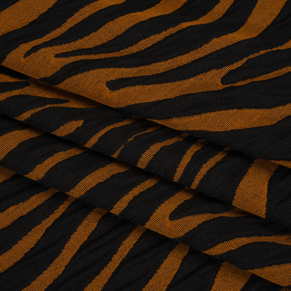 Stretch Knit Jacquard by Mara Hoffman - Burnt Orange and Black Tiger Stripes - Designer Deadstock