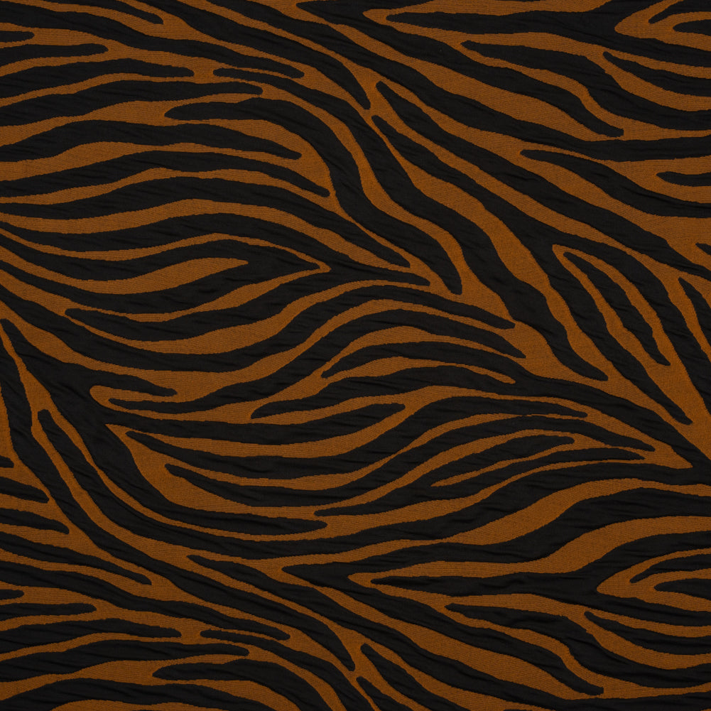 Stretch Knit Jacquard by Mara Hoffman - Burnt Orange and Black Tiger Stripes - Designer Deadstock