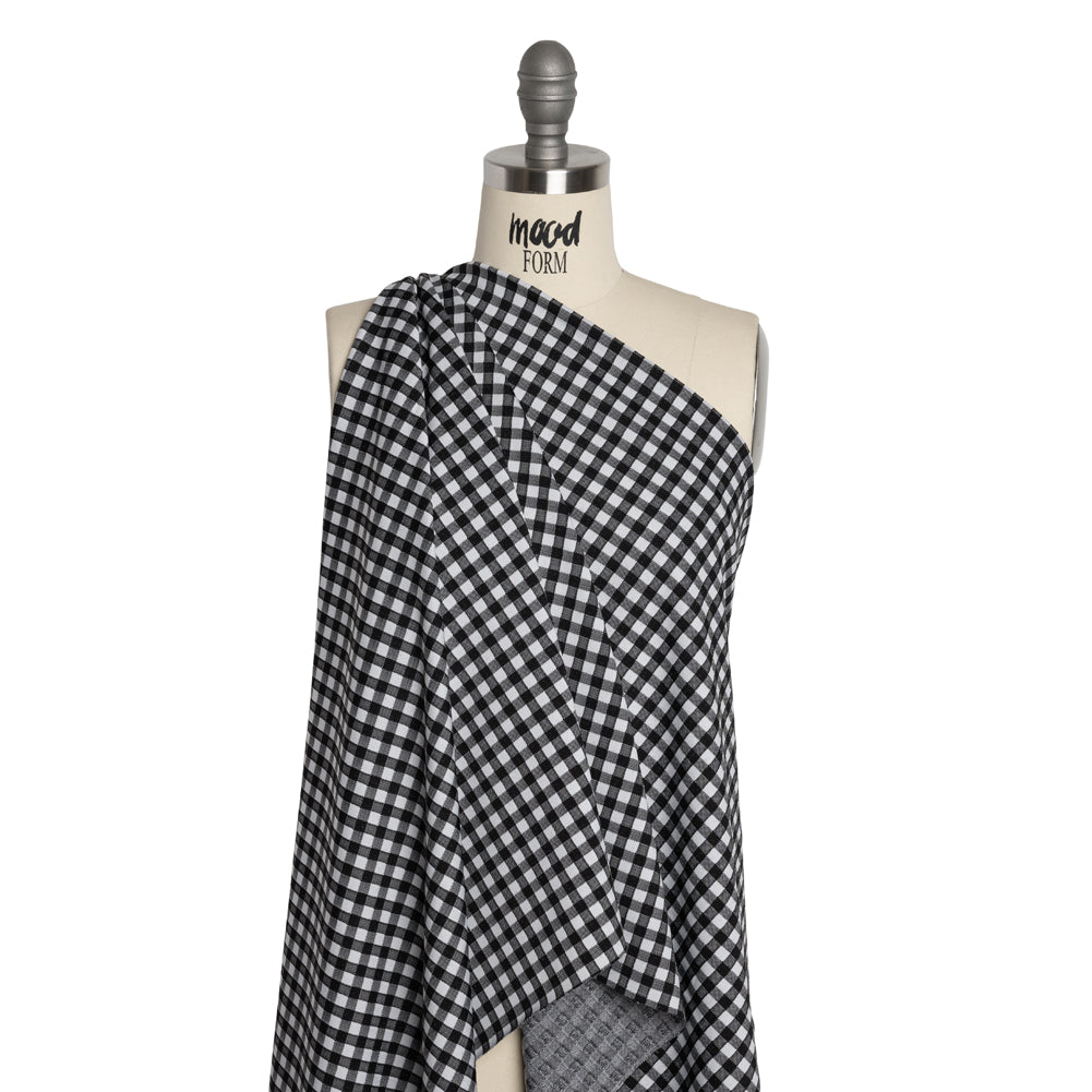 Stretch Knit Jacquard by Mara Hoffman - Black and White Gingham Check - Designer Deadstock