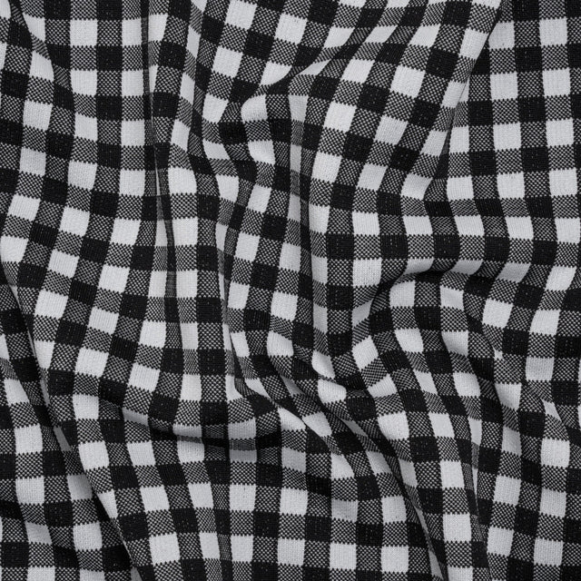 Stretch Knit Jacquard by Mara Hoffman - Black and White Gingham Check - Designer Deadstock