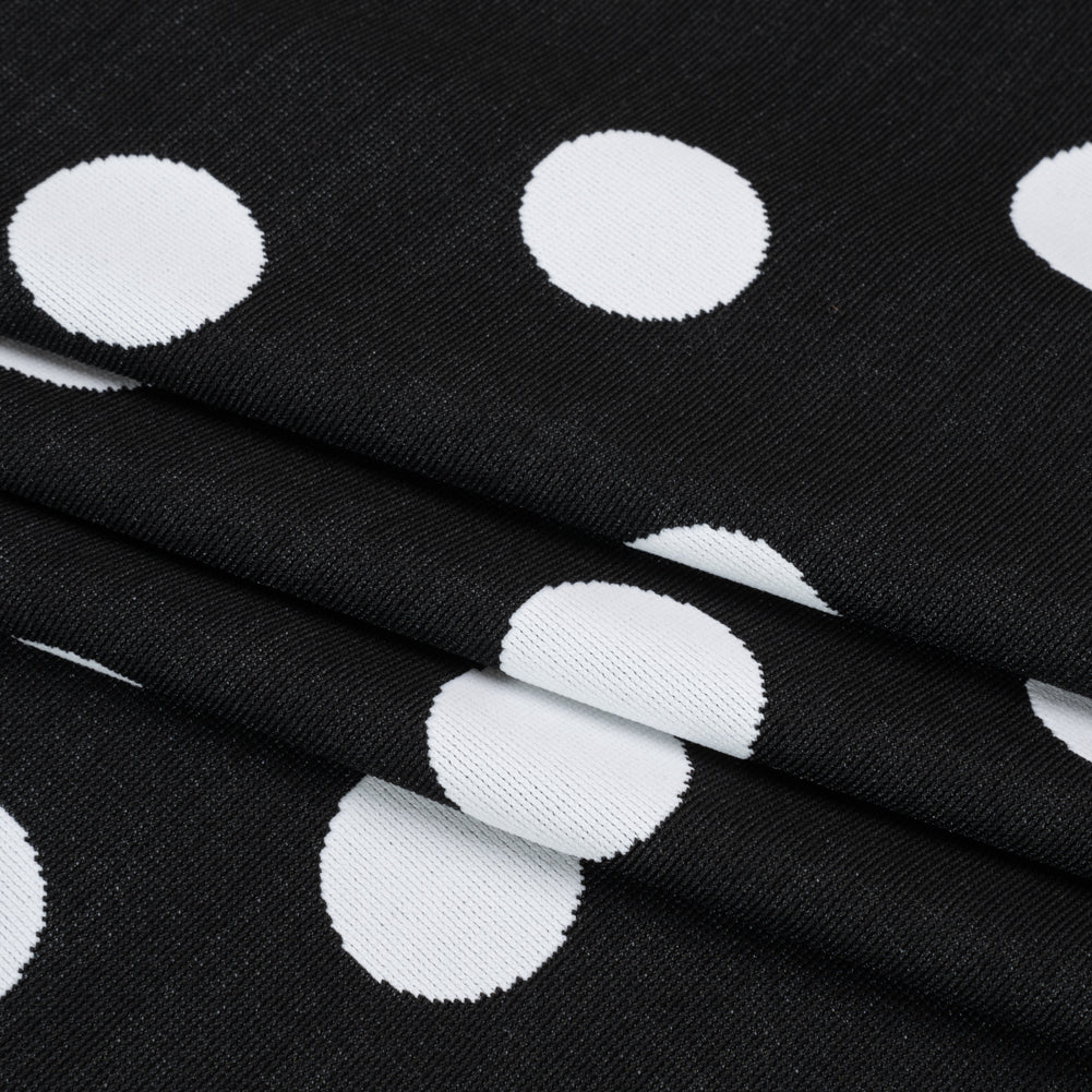 Stretch Knit Jacquard by Mara Hoffman - Black and White Polka Dots - Designer Deadstock