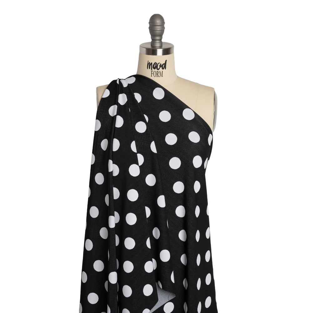 Stretch Knit Jacquard by Mara Hoffman - Black and White Polka Dots - Designer Deadstock