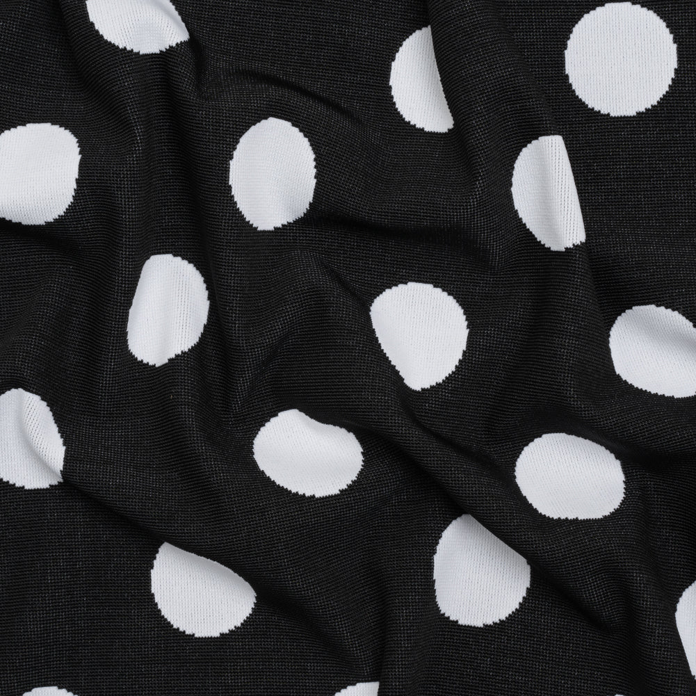 Stretch Knit Jacquard by Mara Hoffman - Black and White Polka Dots - Designer Deadstock